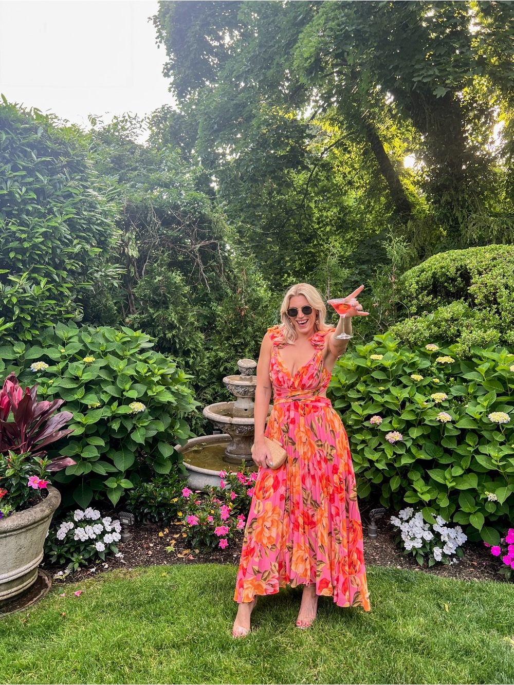 Ever New cut out plisse maxi dress in
orange and pink floral - Picture 1 of 5